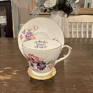 Royal Winchester Bone‎ China Teacup and saucer set January Made in England